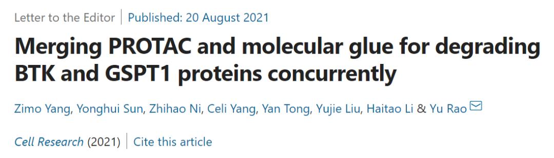 结合PROTAC和分子胶，清华大学饶燏团队开发双重蛋白降解剂