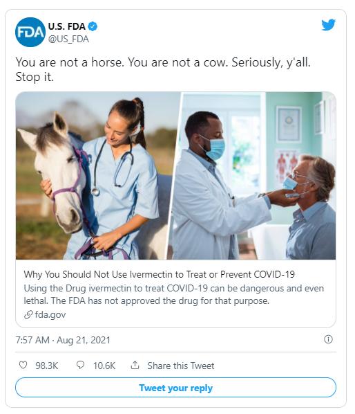 美国人服兽药防新冠 FDA劝告：你不是牛