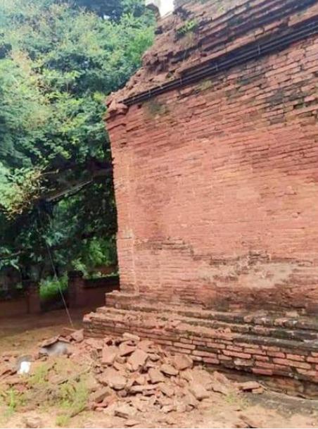 受降雨影响，缅甸蒲甘部分古建筑受损