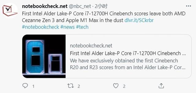 秒杀苹果M1 Max！英特尔i7-12700H跑分曝光