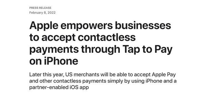 继续进军金融服务行业！苹果计划在iPhone上推出“点击支付”功能
